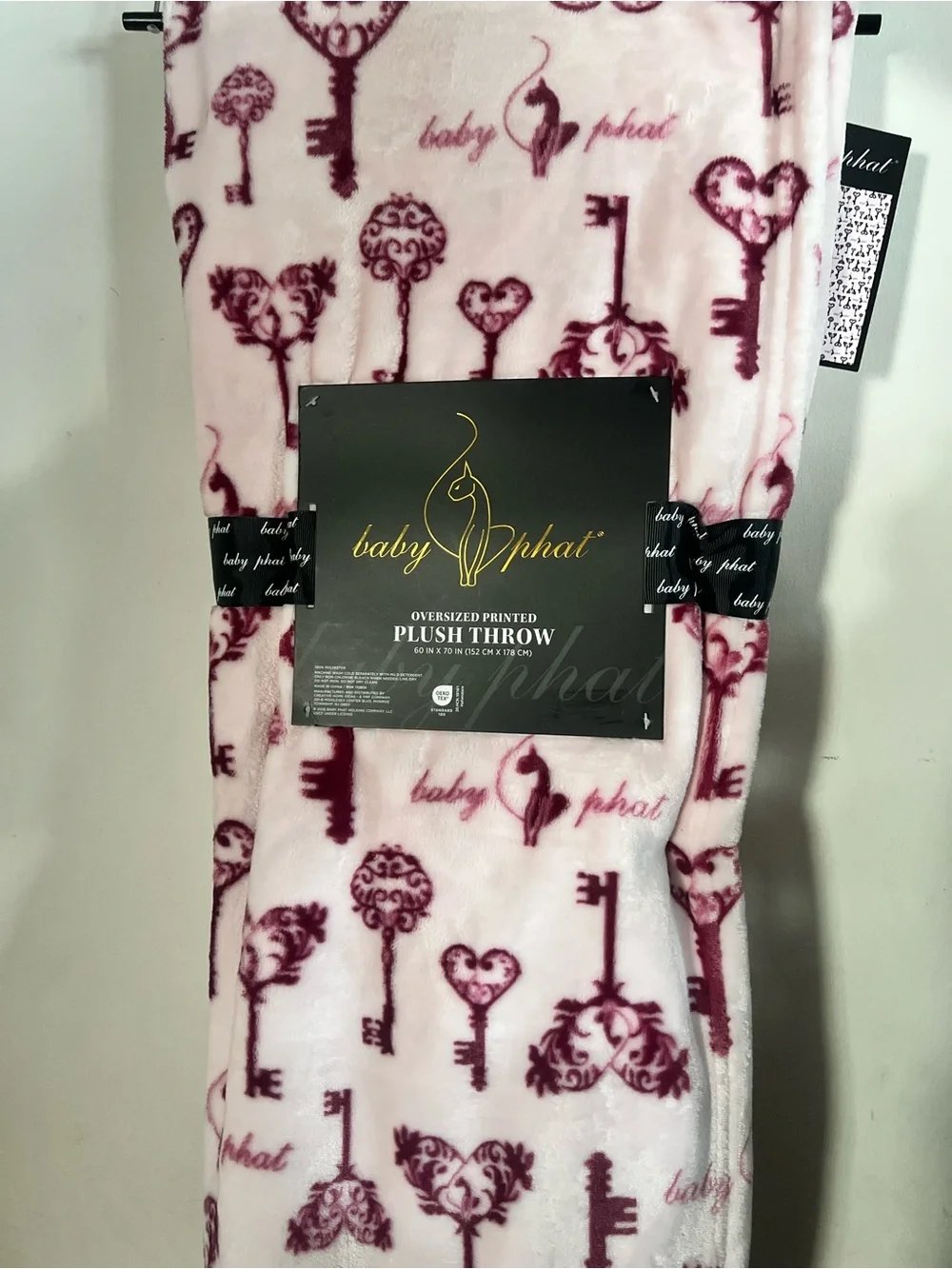 Baby Phat pink plush oversized throw blanket